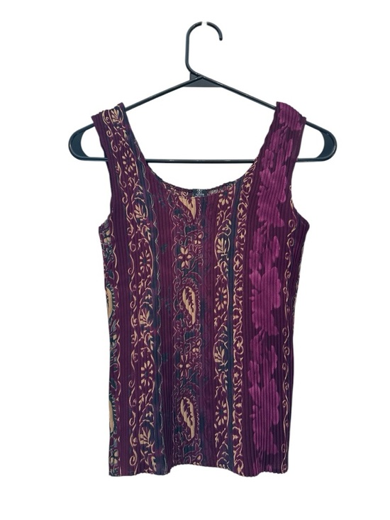 Vintage Tops - Vintage 90’s/Y2K Era Purple Boho Printed Ribbed Tank Top Size Small